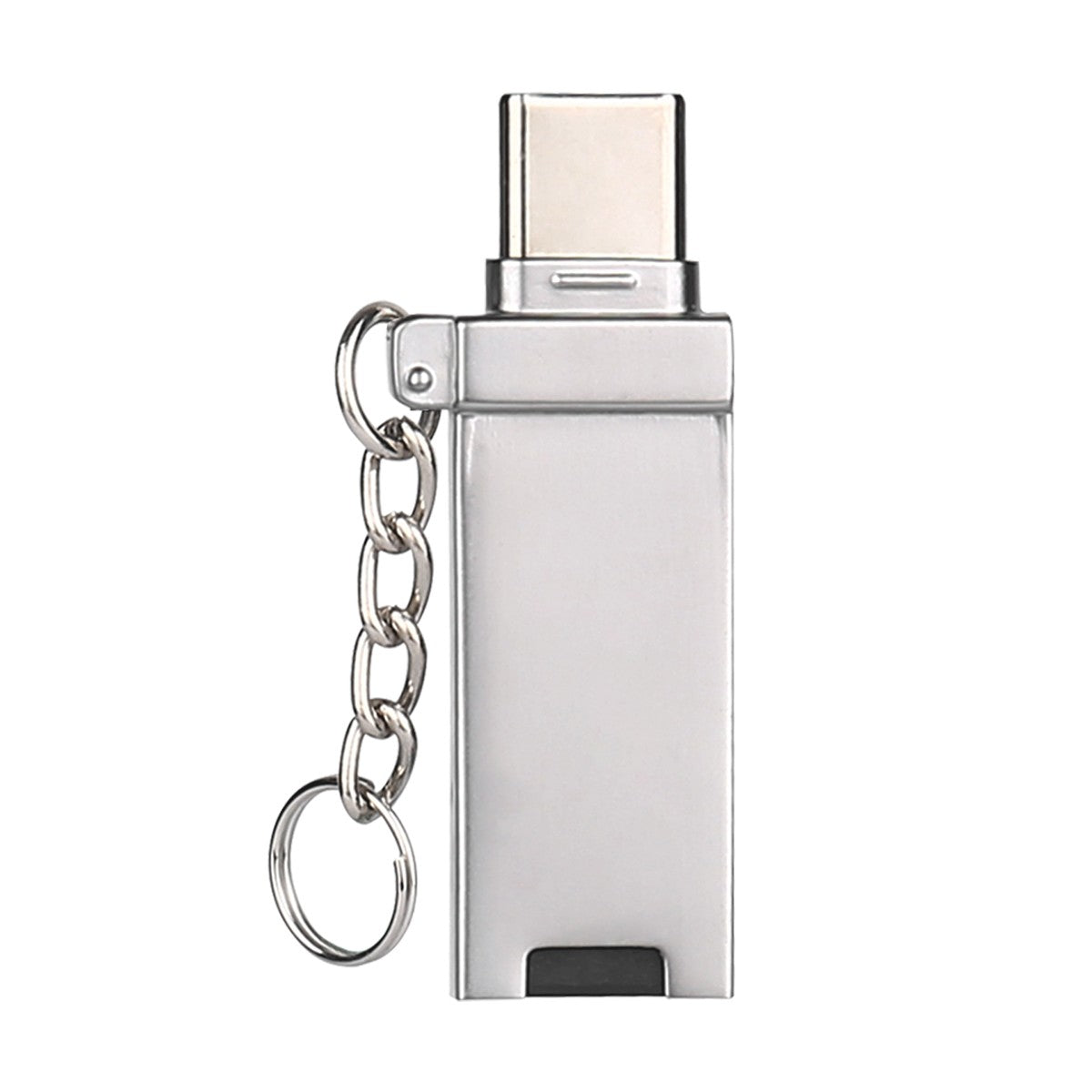 FT-ADA21 2-in-1 Card Reader for Type-C & USB A with keychain, compact zinc alloy design for portable data transfer | Hugmie
